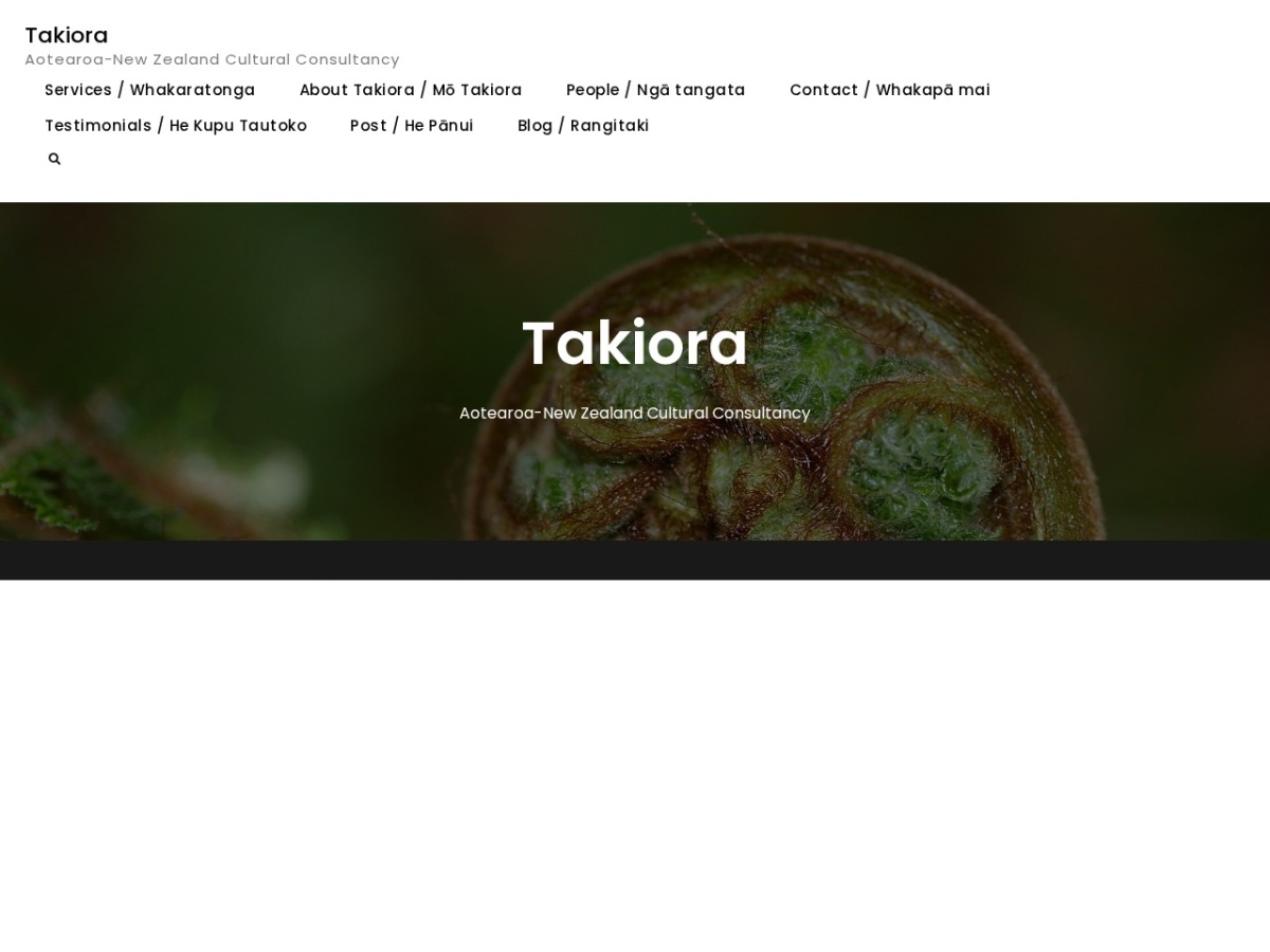 Homepage screenshot of the Takiora website