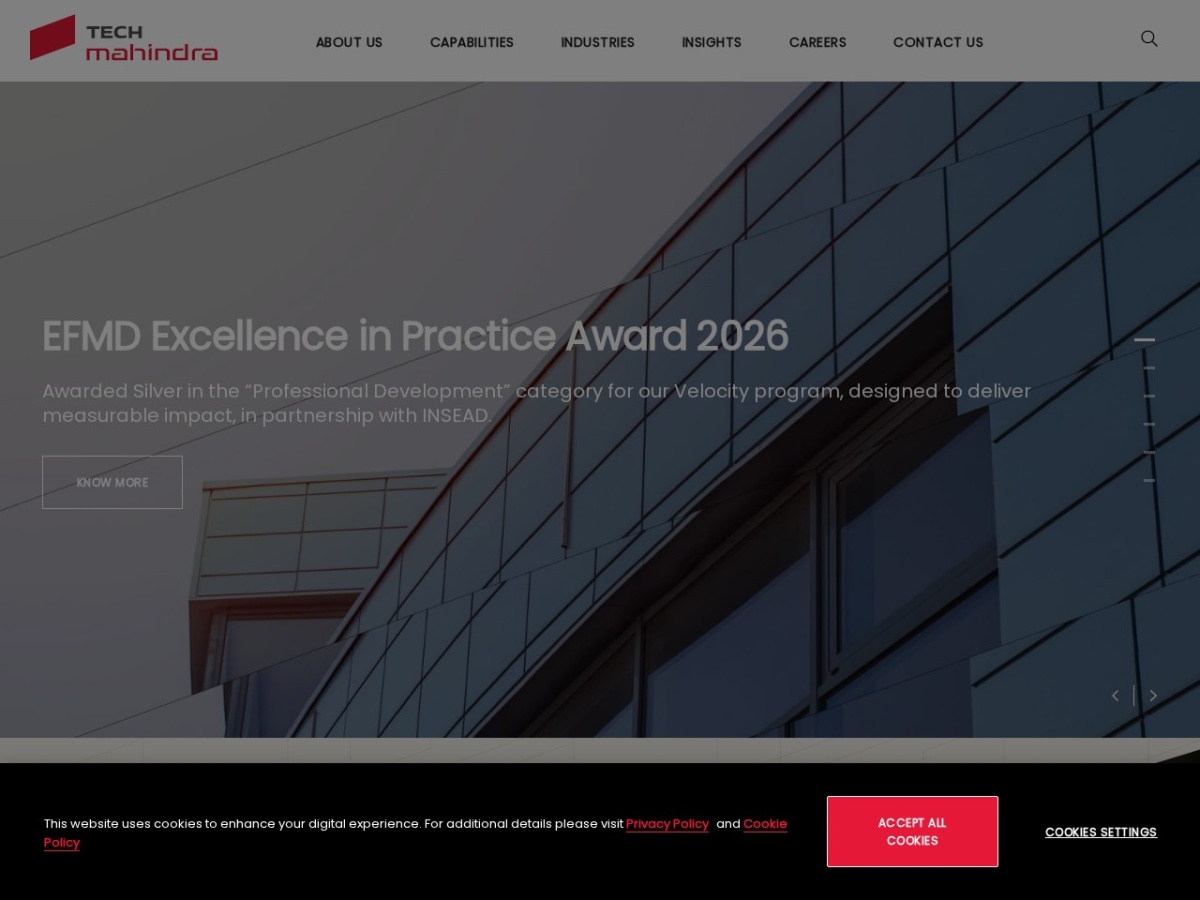 Homepage screenshot of the Tech Mahindra website